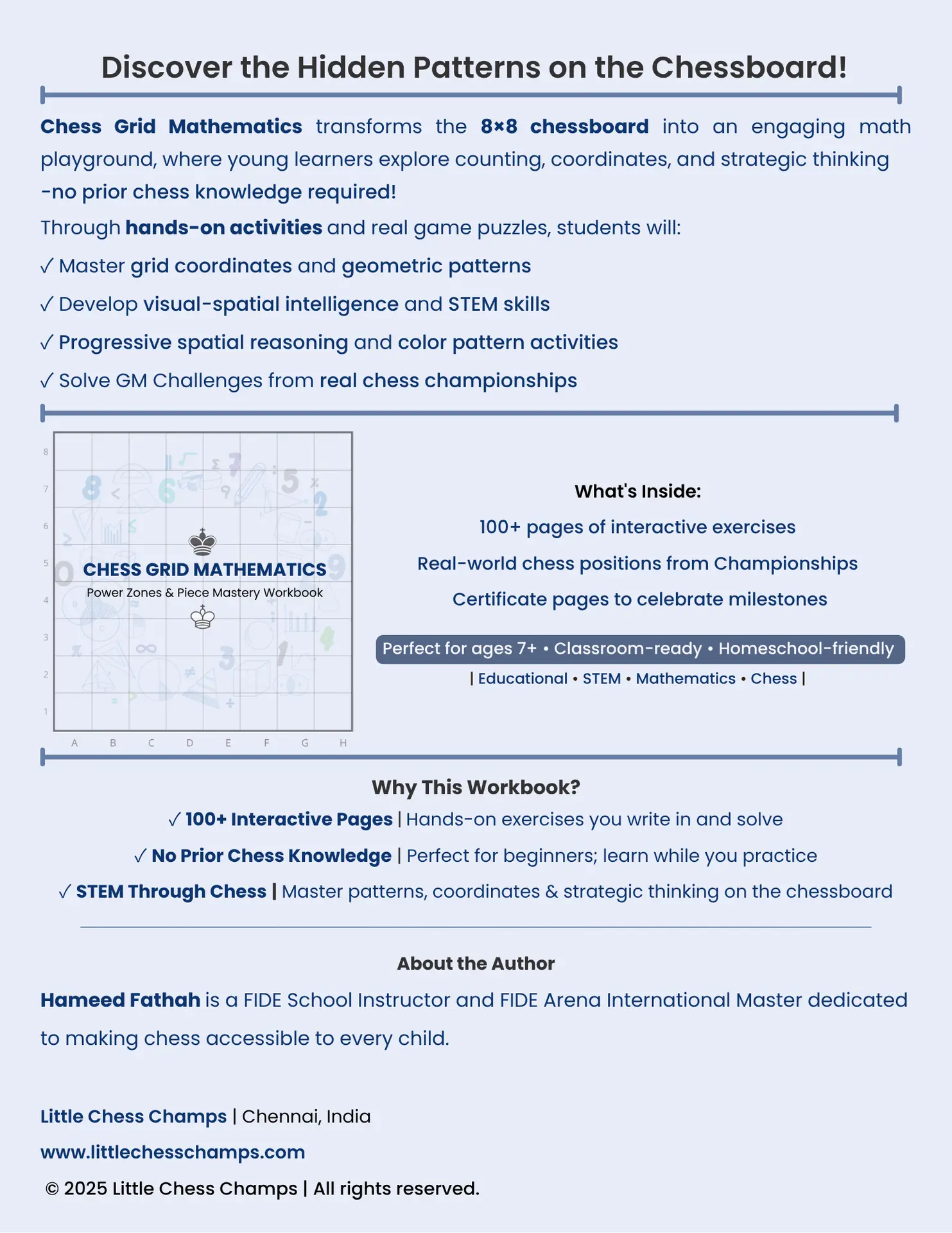 Chess Grid Mathematics Workbook for Kids | Logical Thinking