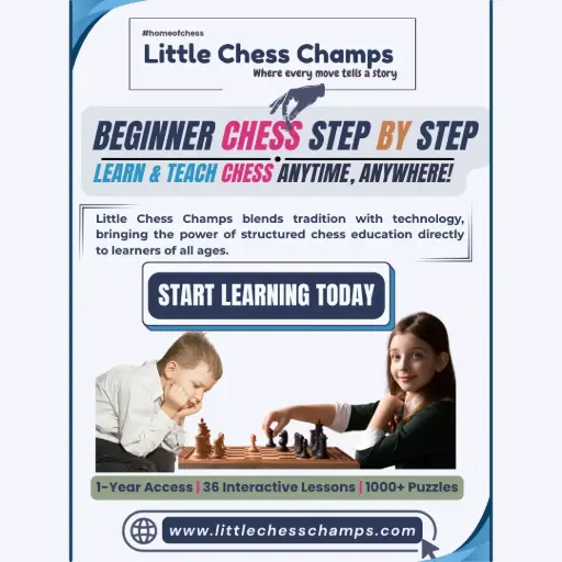 Beginner Chess Step by Step – Learn & Teach | Anytime | Anywhere! Just ₹999/Year!